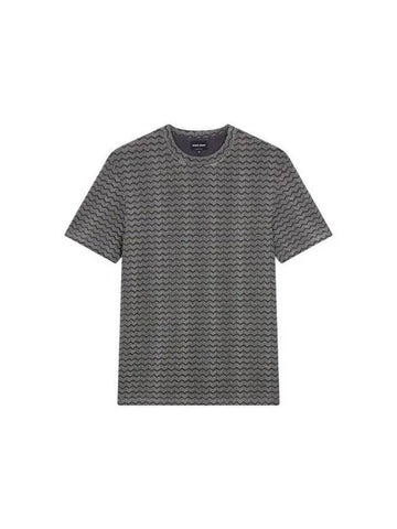 Men s Zigzag Pattern Stretch T Shirt Dark Gray 270534 - GIORGIO ARMANI - BALAAN 1