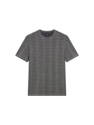 Men s Zigzag Pattern Stretch T Shirt Dark Gray 270534 - GIORGIO ARMANI - BALAAN 1