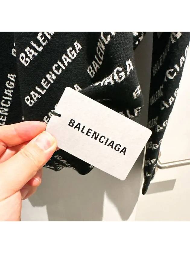 All-Over Mini Logo Wool Knit Top Black - BALENCIAGA - BALAAN 5