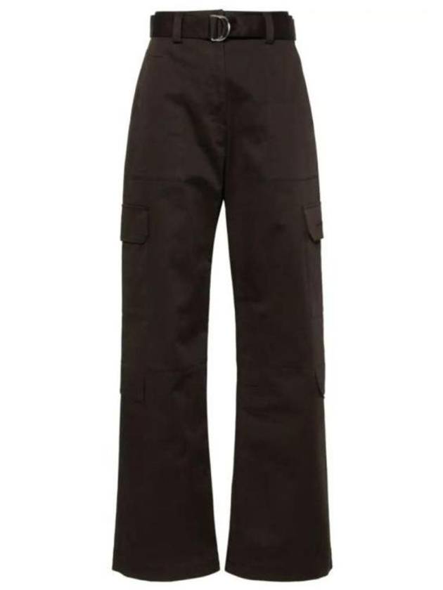 High Waist Cargo Cotton Straight Pants Brown - MSGM - BALAAN 2