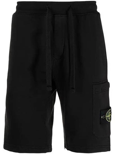 Waffen Patch  Fleece Bermuda Shorts Black - STONE ISLAND - BALAAN 2