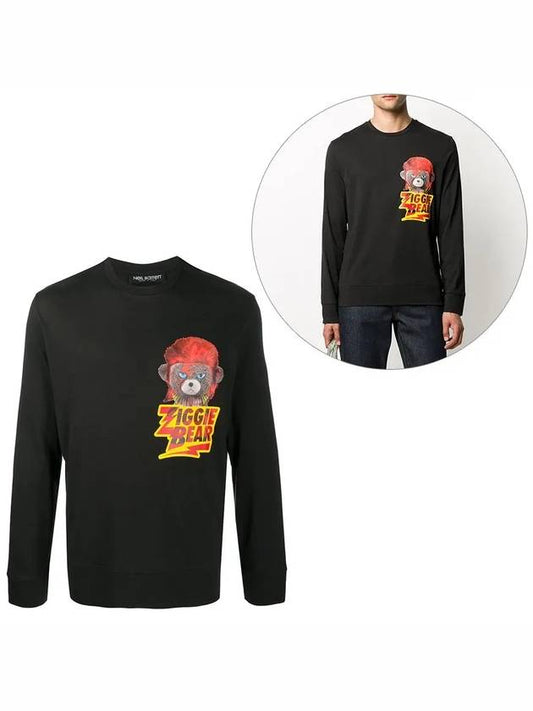 Ziggy Bear Under Jacket Fit Long Sleeve T-Shirt Black - NEIL BARRETT - BALAAN.