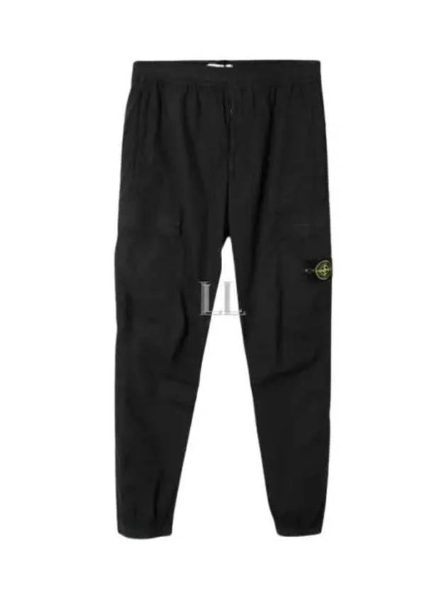 Stretch Cotton Tela Paracadute Cargo Straight Pants Black - STONE ISLAND - BALAAN 2