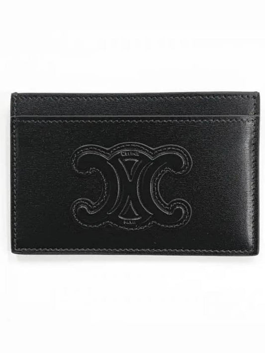 10B703EMH Triope Logo Shiny Calfskin Card Case Wallet 1046844 - CELINE - BALAAN 1