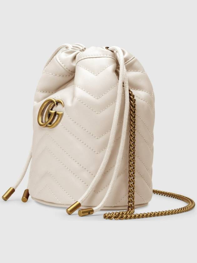 GG Marmont Gold Chain Mini Bucket Bag White - GUCCI - BALAAN.