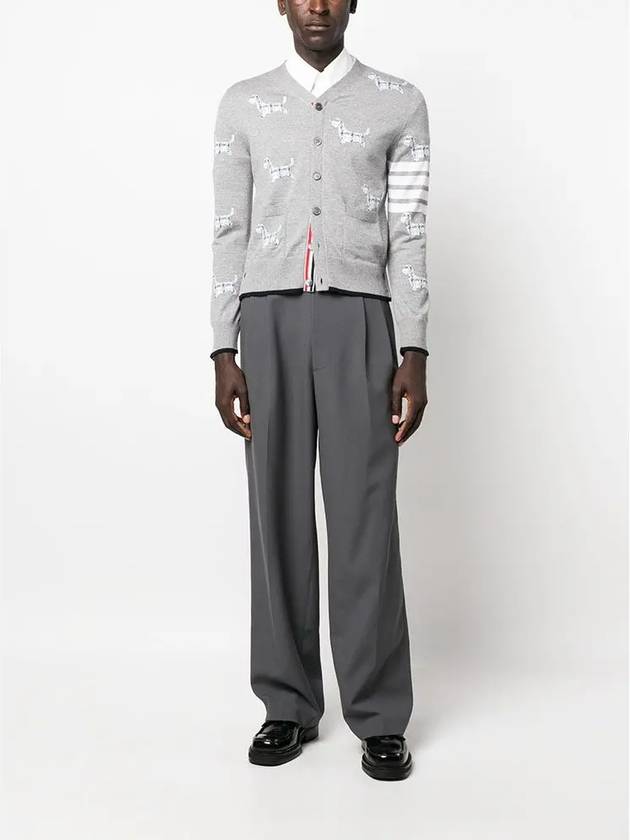 Hector Motif 4 Bar Cardigan Grey - THOM BROWNE - BALAAN 4