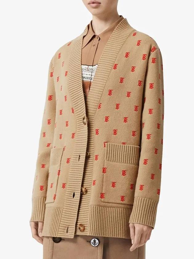 Monogram Wool Cashmere Oversized Cardigan Archive Beige - BURBERRY - BALAAN 3