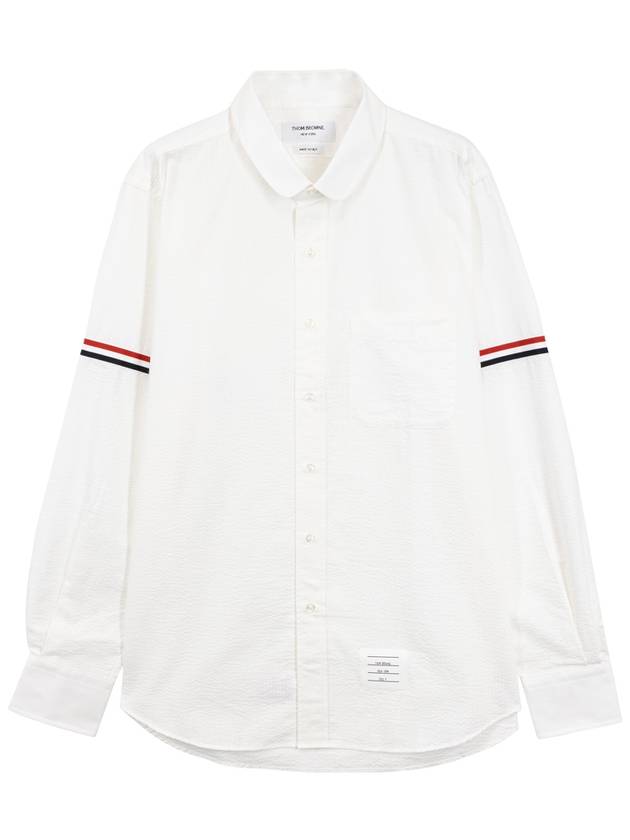 Armband Detail Seersucker Long Sleeve Shirt White - THOM BROWNE - BALAAN 2