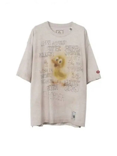 J13TS732 GRAY Duck Print Distressed T Shirt - MIHARA YASUHIRO - BALAAN 1