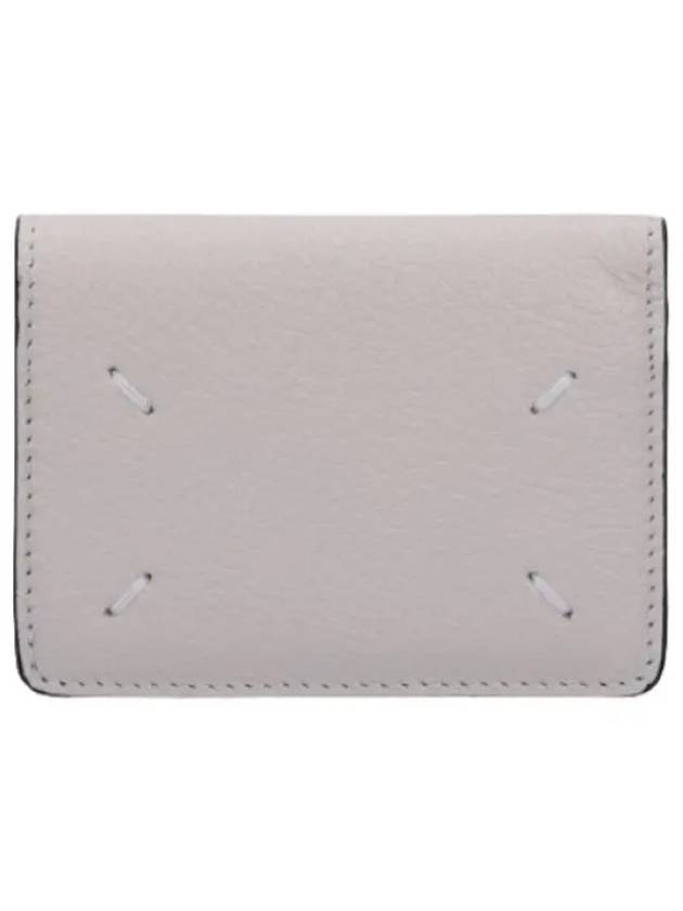 Stitched Flap Coin Pocket Half Wallet Black Greige White - MAISON MARGIELA - BALAAN 1