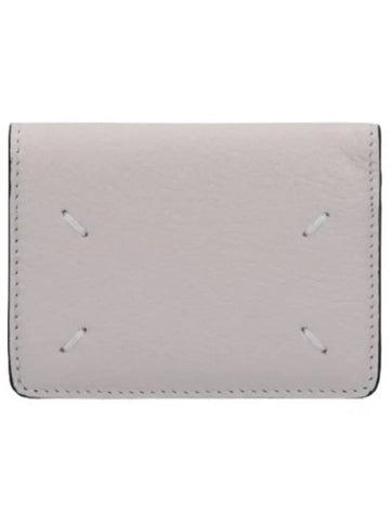 Stitched Flap Coin Pocket Half Wallet Black Greige White - MAISON MARGIELA - BALAAN 1