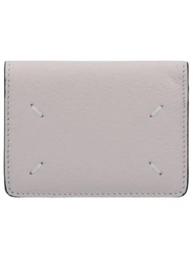 Stitched Flap Coin Pocket Half Wallet Black Greige White - MAISON MARGIELA - BALAAN 1