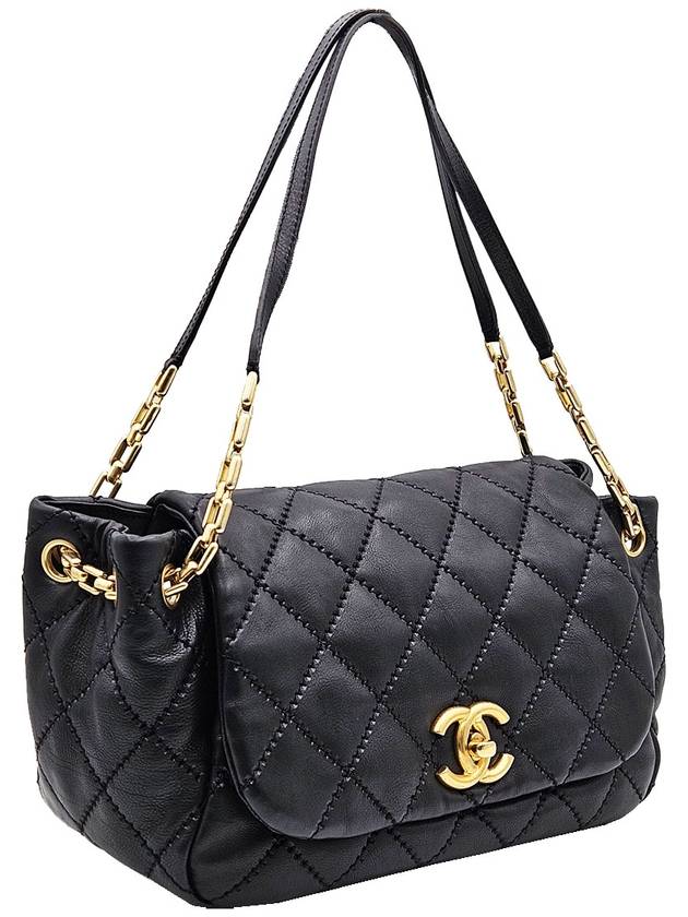 Chanel Black Leather Stitched Gold Flap Shoulder Bag 14th - CHANEL - BALAAN 3