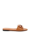 Baguette FF Logo Leather Slippers Brown - FENDI - BALAAN 2