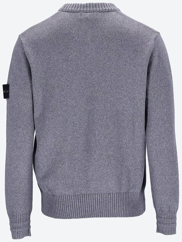 Round Neck Wappen Organic Knit Top Grey - STONE ISLAND - BALAAN 3