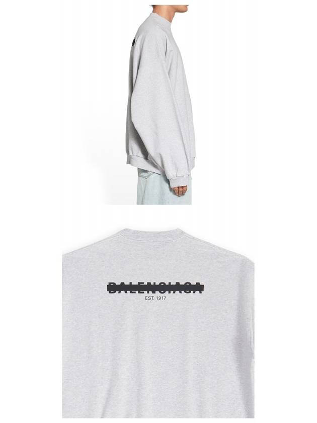 Logo Print Cotton Oversized Sweatshirt Grey - BALENCIAGA - BALAAN 6