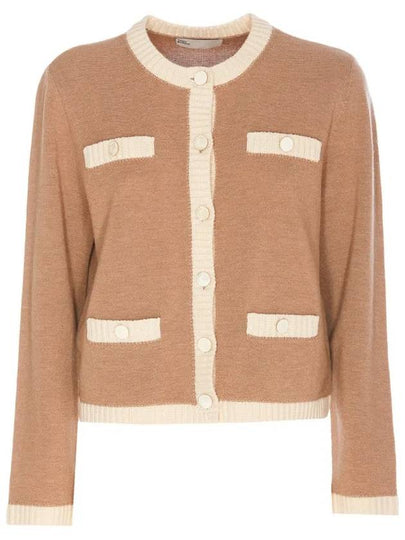 cardigan 162763 265 CAMEL HEATHER FRENCH CREAM - TORY BURCH - BALAAN 2