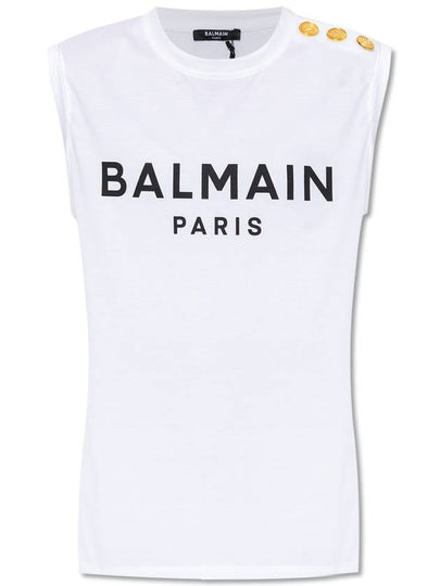 logo print sleeveless white - BALMAIN - BALAAN 2