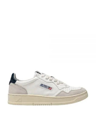 Women's Leather Suede Medalist Low Top Sneakers White Blue - AUTRY - BALAAN 2