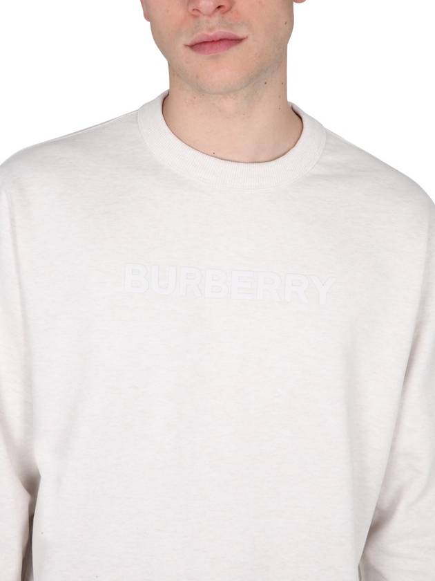 Men's Logo Print Cotton Sweatshirt Oatmeal Melange - BURBERRY - BALAAN 5