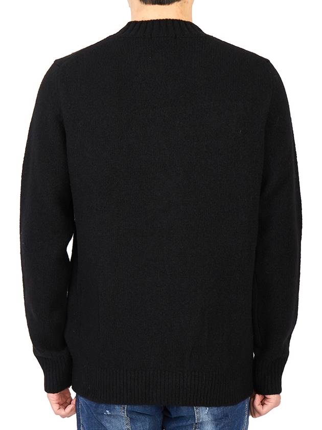 Men's Crew Neck Wool Knit Top Black - TEN C - BALAAN 5