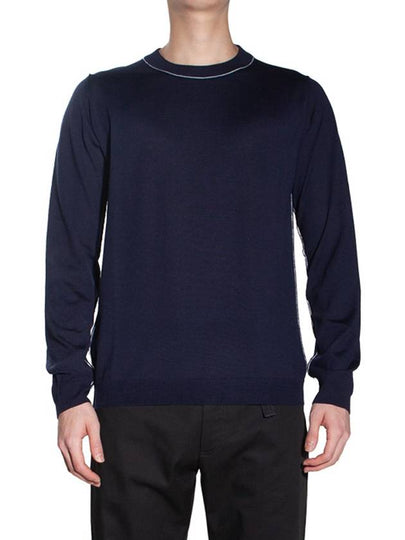 Back Stitch Crew Neck Wool Knit Top Navy - MAISON MARGIELA - BALAAN 2