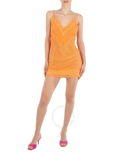 Burberry Ladies Amber Orange Fishnet And Lace Mini Dress, Brand Size 10 (US Size 8) - BURBERRY - BALAAN 1