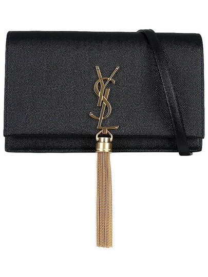 Kate Chain Grain De Poudre Leather Long Wallet Black - SAINT LAURENT - BALAAN 2