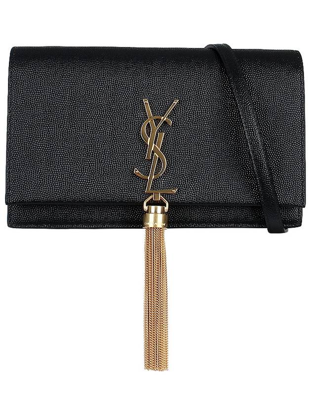 Kate Chain Grain De Poudre Leather Long Wallet Black - SAINT LAURENT - BALAAN 2