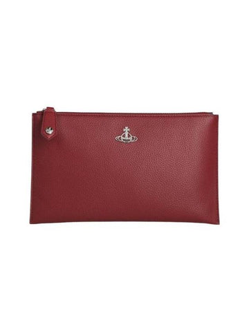 Revegan Grain Zipper Clutch Bag Red - VIVIENNE WESTWOOD - BALAAN 1