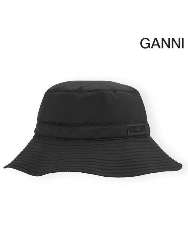 Tech Logo Patch Bucket Hat Black - GANNI - BALAAN 3