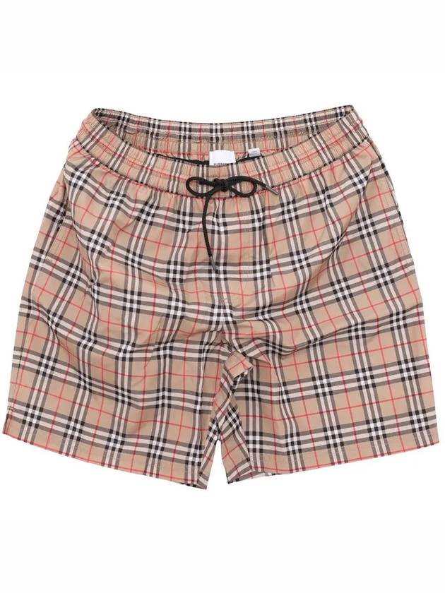 Men's Small Scale Check Drawstring Swim Shorts Beige - BURBERRY - BALAAN 4