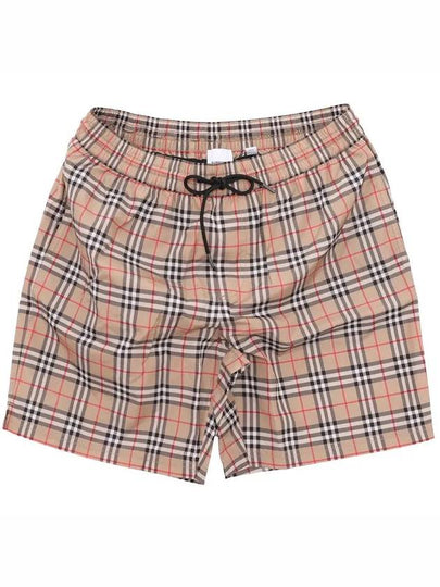 Men's Small Scale Check Drawstring Swim Shorts Beige - BURBERRY - BALAAN 2