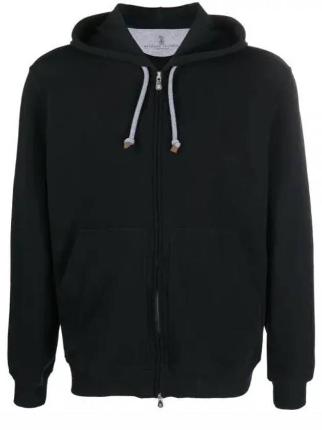 Men's Road String Tech Cotton Hooded Zip-up Black - BRUNELLO CUCINELLI - BALAAN 2