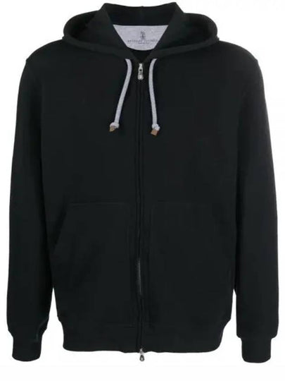 Tech Cotton Zip-Up Hoodie Black - BRUNELLO CUCINELLI - BALAAN 2