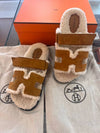 Chypre Suede Goatskin Wool Sandals Naturel Ecru - HERMES - BALAAN 2