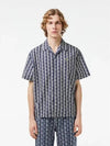 Men's Signature Monogram Short Sleeve Shirt Blue Marine - LACOSTE - BALAAN 2