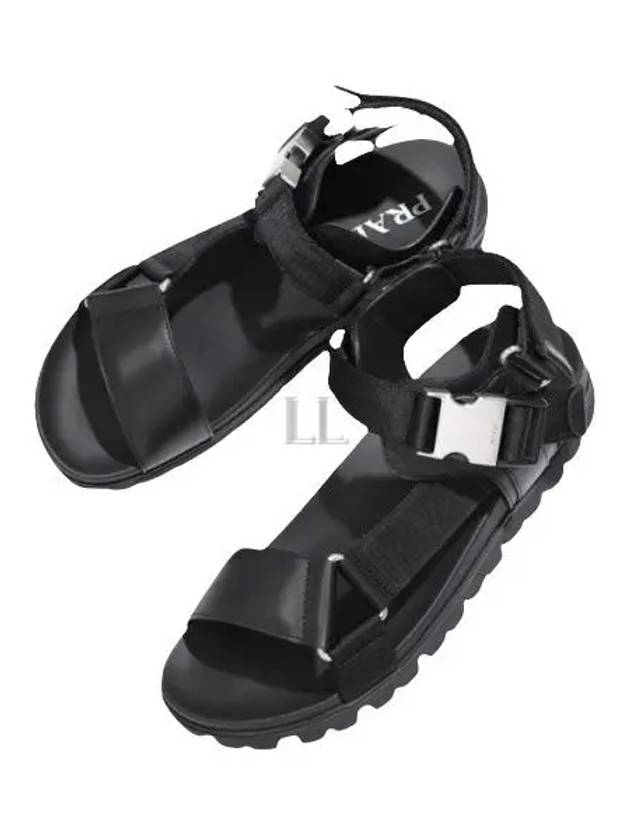 Sporty Leather Re-Nylon Tape Sandals Black - PRADA - BALAAN 2