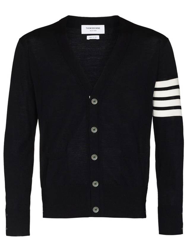 Men's Sustainable Classic Diagonal Wool Cardigan Navy - THOM BROWNE - BALAAN 2