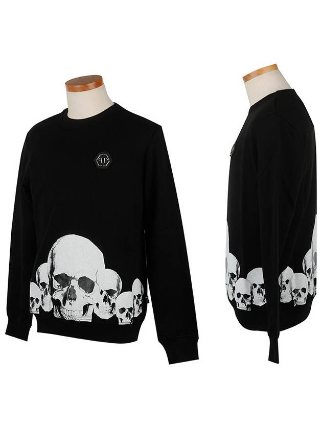 Skull Print Cotton Sweatshirt Black - PHILIPP PLEIN - BALAAN 3