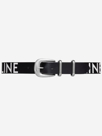 Logo Print Large Western Calfskin Belt Black - CELINE - BALAAN 2