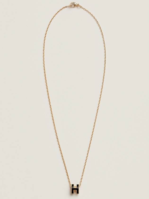 Mini Pop H Pendant Necklace Gold Noir - HERMES - BALAAN 3