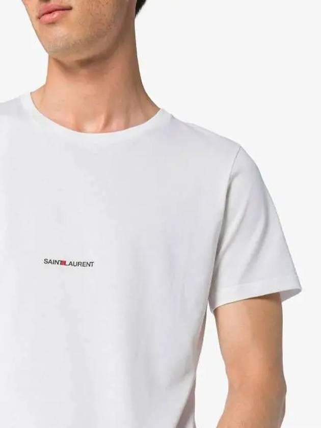 Men's Small Logo Short Sleeve T-Shirt White - SAINT LAURENT - BALAAN.