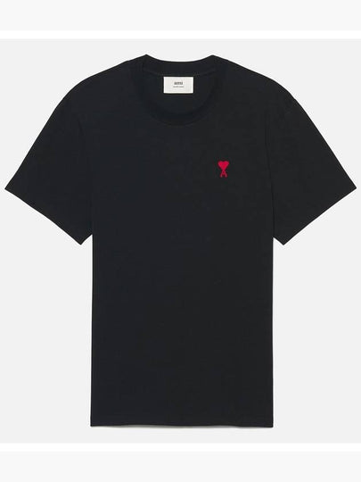 Small Heart Logo Short Sleeve T-Shirt Black - AMI - BALAAN 2