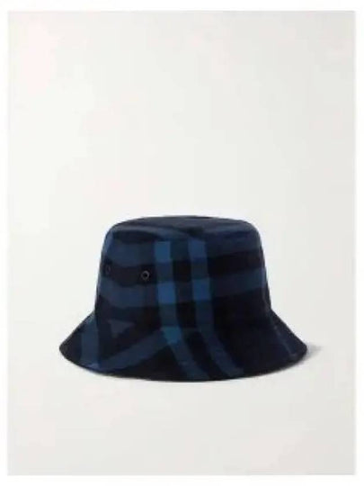 Check Wool Cashmere Bucket Hat Blue - BURBERRY - BALAAN 2