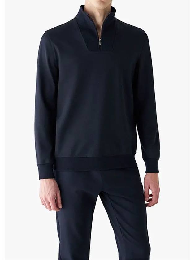 Technical Pullover Half Zip-up Wool Knit Top Navy - LORO PIANA - BALAAN 4