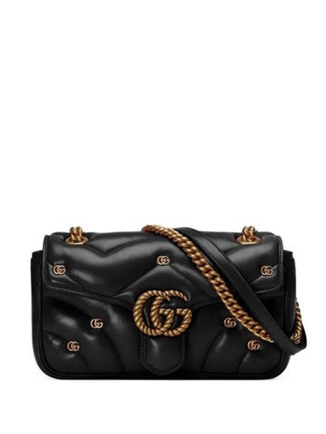 GG Marmont Micro Double G Stud Small Shoulder Bag Black - GUCCI - BALAAN 1