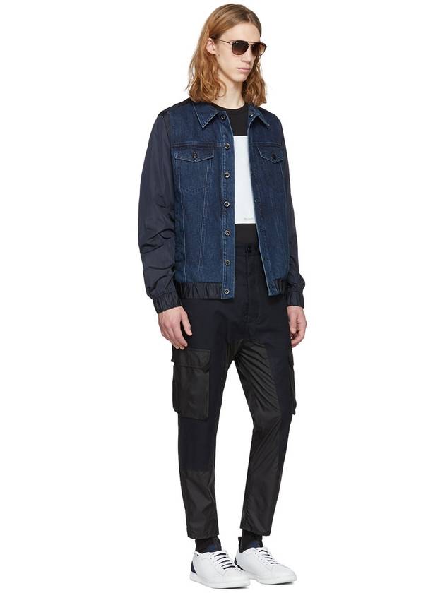 Black Gold Blue Denim and Nylon Jacket - DIESEL - BALAAN 4