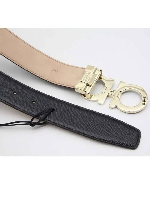 Gancini Metal Logo Leather Belt Black - SALVATORE FERRAGAMO - BALAAN 6