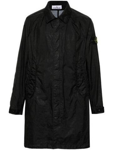 Membrana Compass Patch Trench Coat Black - STONE ISLAND - BALAAN 1